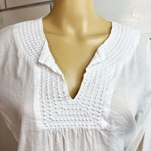 Light & Airy White Cotton Tunic Perfect for Summer evenings Embroidered